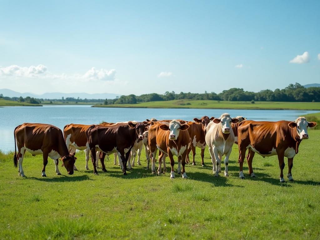 Lotes de Gado - Rebanho em pastagem verde